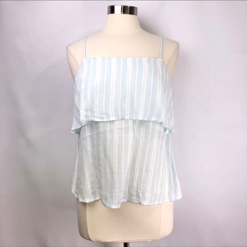 NEW Abound Blue/White VerticalStripe Ruffle Cami S